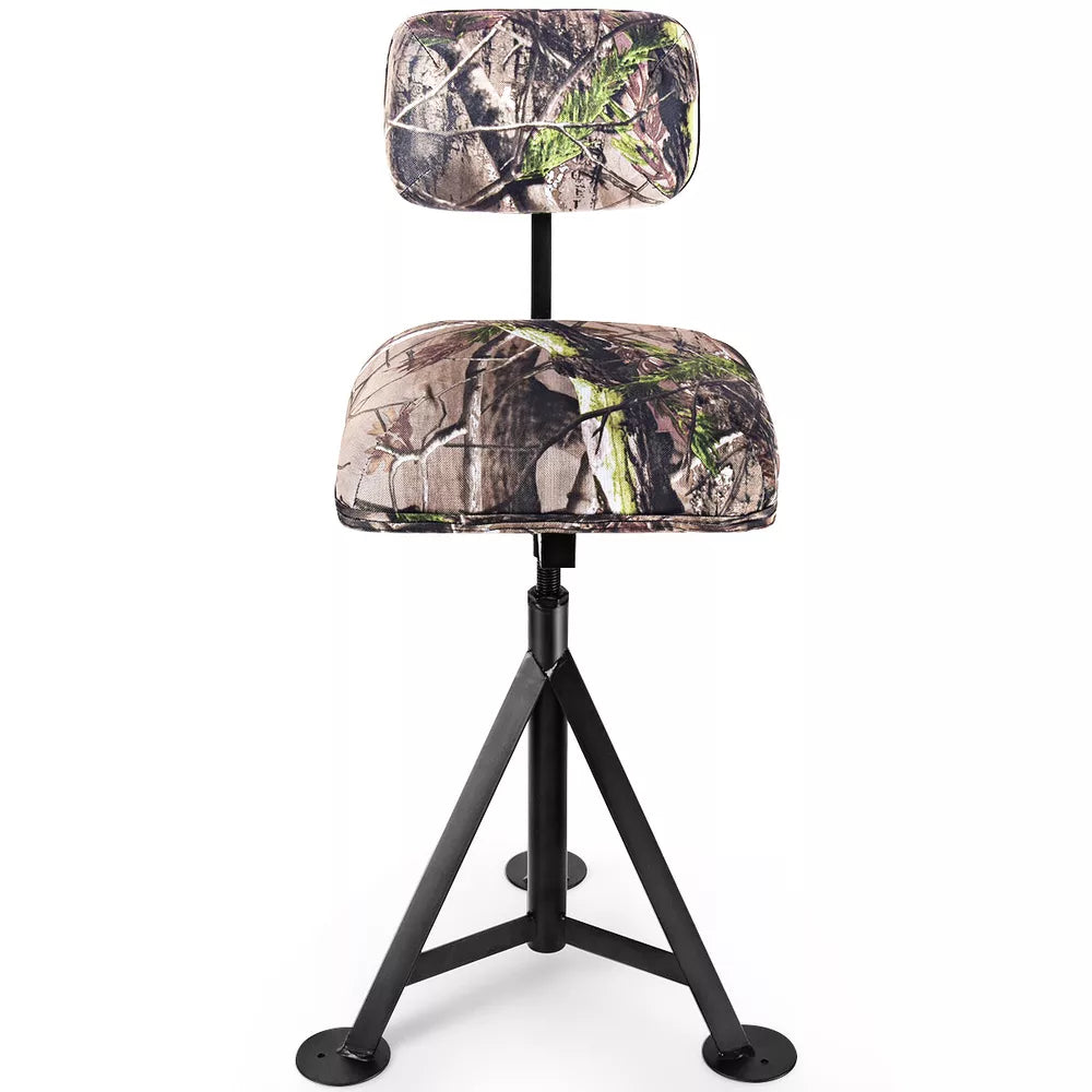 Swivel Hunting Chair Tripod Blind Stool w/ Detachable Backrest Outdoor Camping