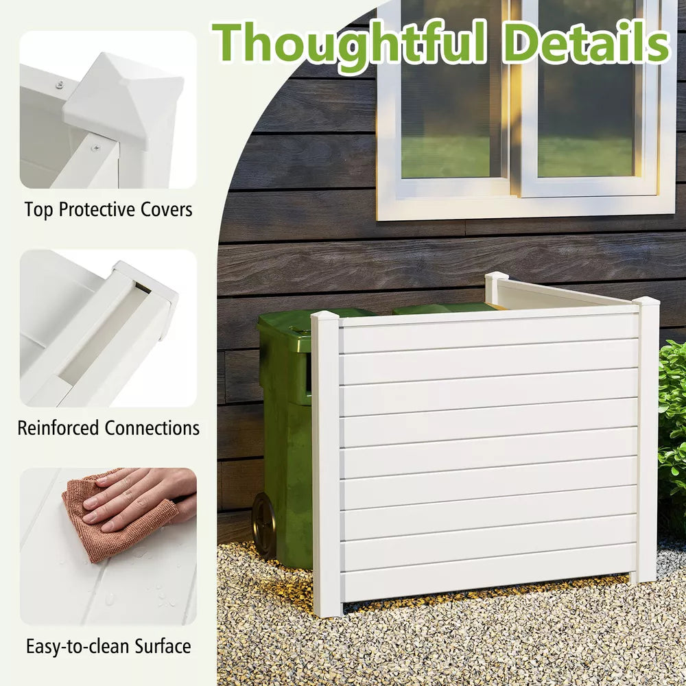 48"L x 48"H Air Conditioner Fence Screen Panel Kit w/ 3 Ground Stakes White