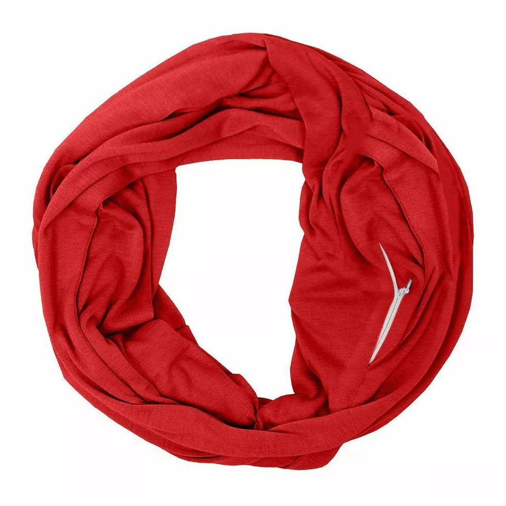 Women Convertible Infinity Scarf With Hidden Zipper Pocket Loop Travel Scarf NEW