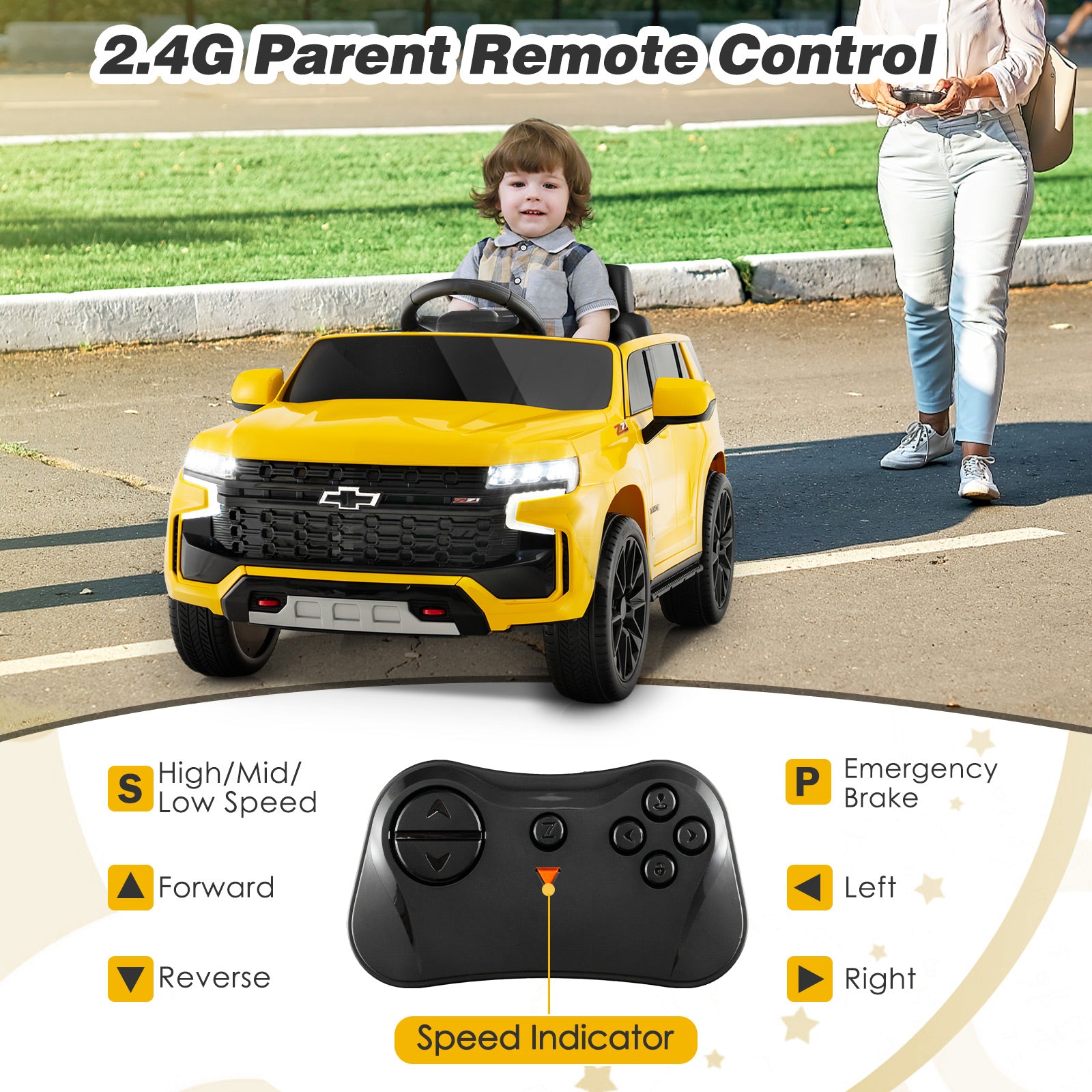 Kids 12V Ride On Car Chevrolet Tahoe Electric Truck SUV Remote w/ Light & Music