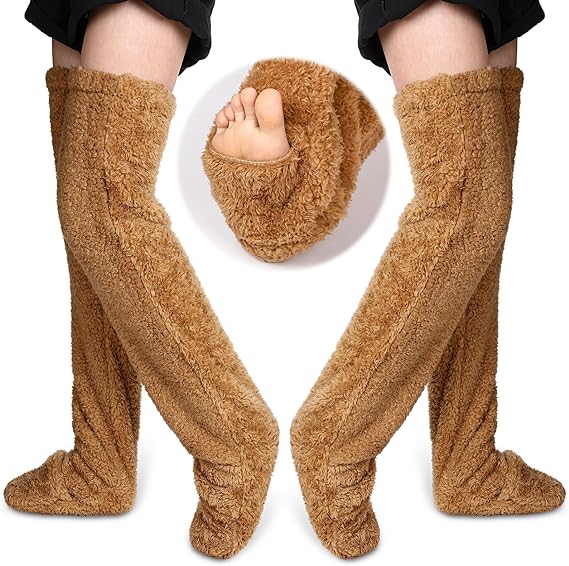 High Fuzzy Socks Over Knee Winter Leg Warmers Plush Slipper Sleeping Cozy Socks