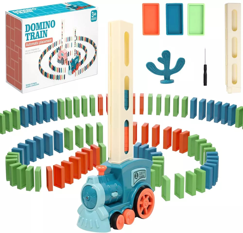 Auto Domino Train for Kids Blocks Stacking Toys STEM Montessori Xmas Gift