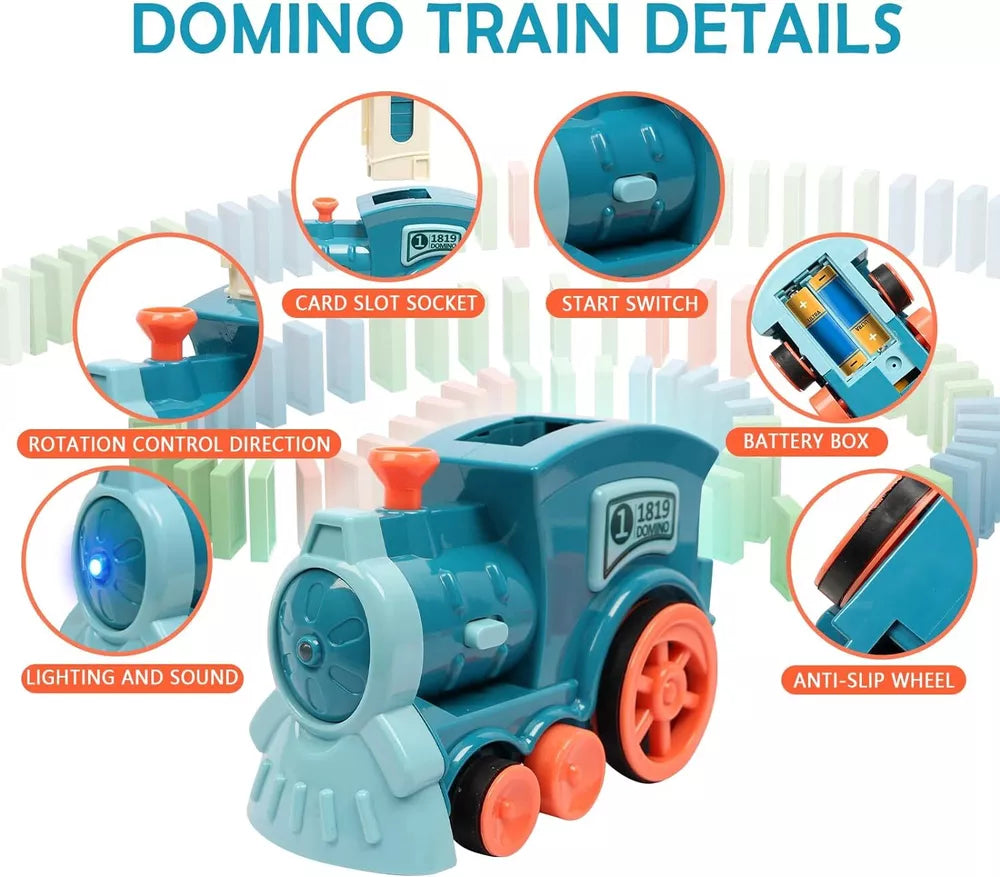 Auto Domino Train for Kids Blocks Stacking Toys STEM Montessori Xmas Gift