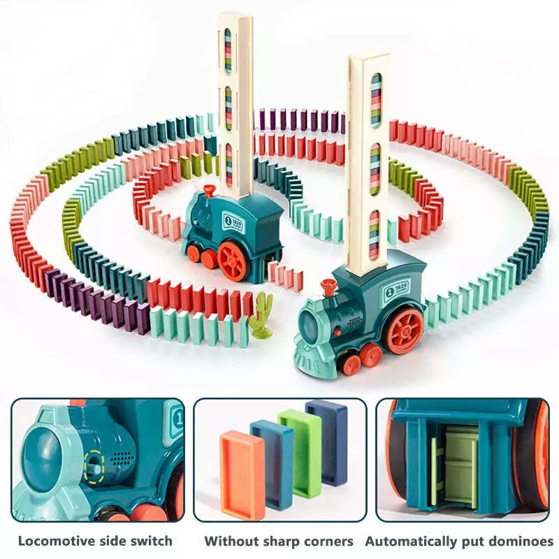 Auto Domino Train for Kids Blocks Stacking Toys STEM Montessori Xmas Gift