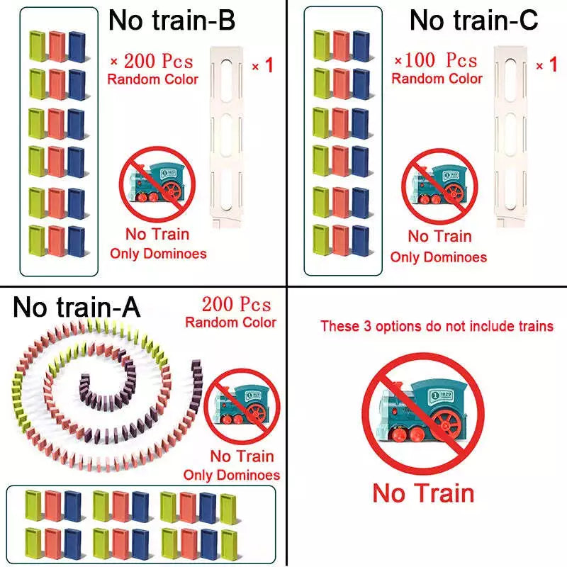 Auto Domino Train for Kids Blocks Stacking Toys STEM Montessori Xmas Gift