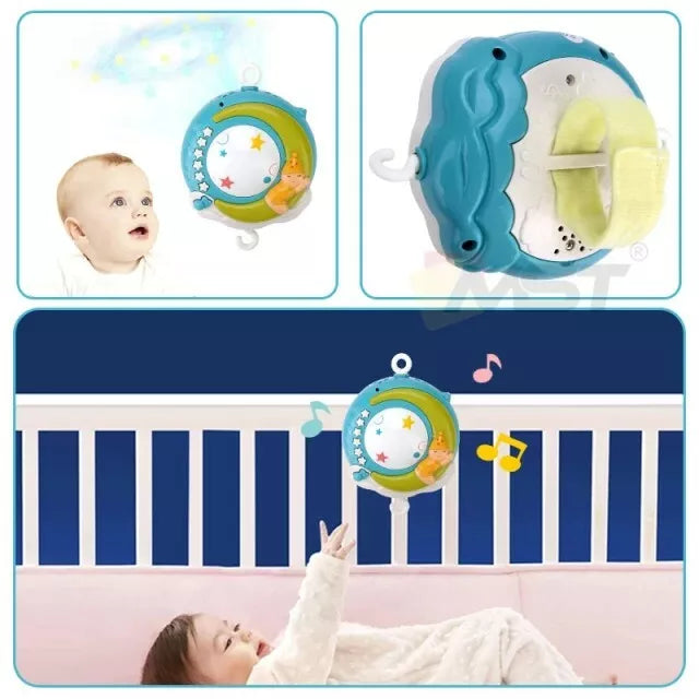 Baby Crib Mobile Musical Bed Bell With Controller Music Night Light Projection