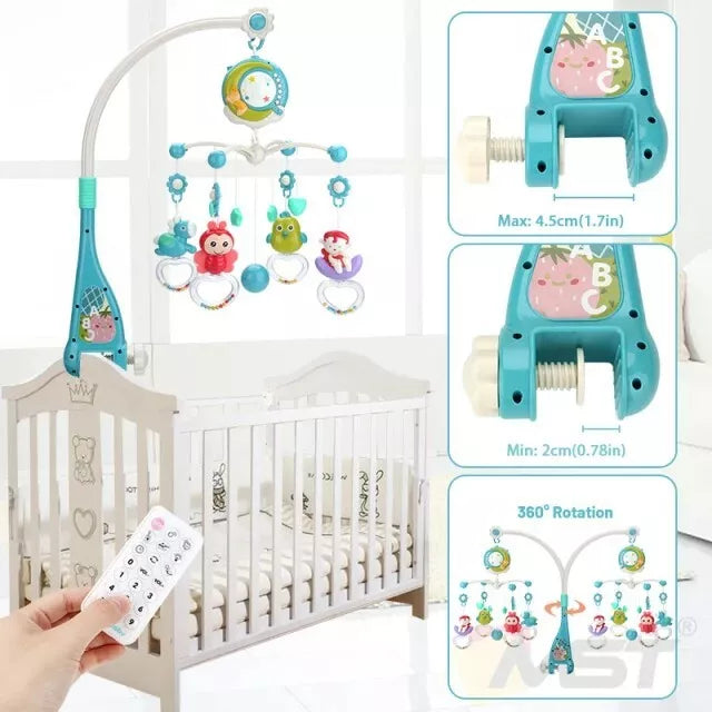 Baby Crib Mobile Musical Bed Bell With Controller Music Night Light Projection