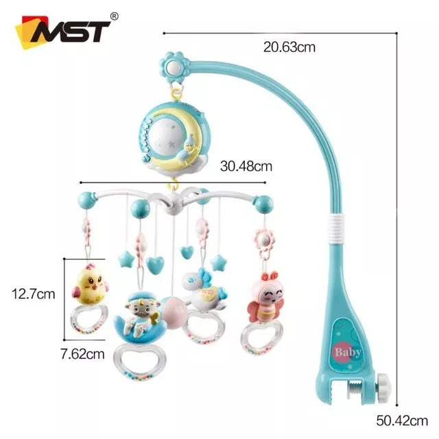 Baby Crib Mobile Musical Bed Bell With Controller Music Night Light Projection