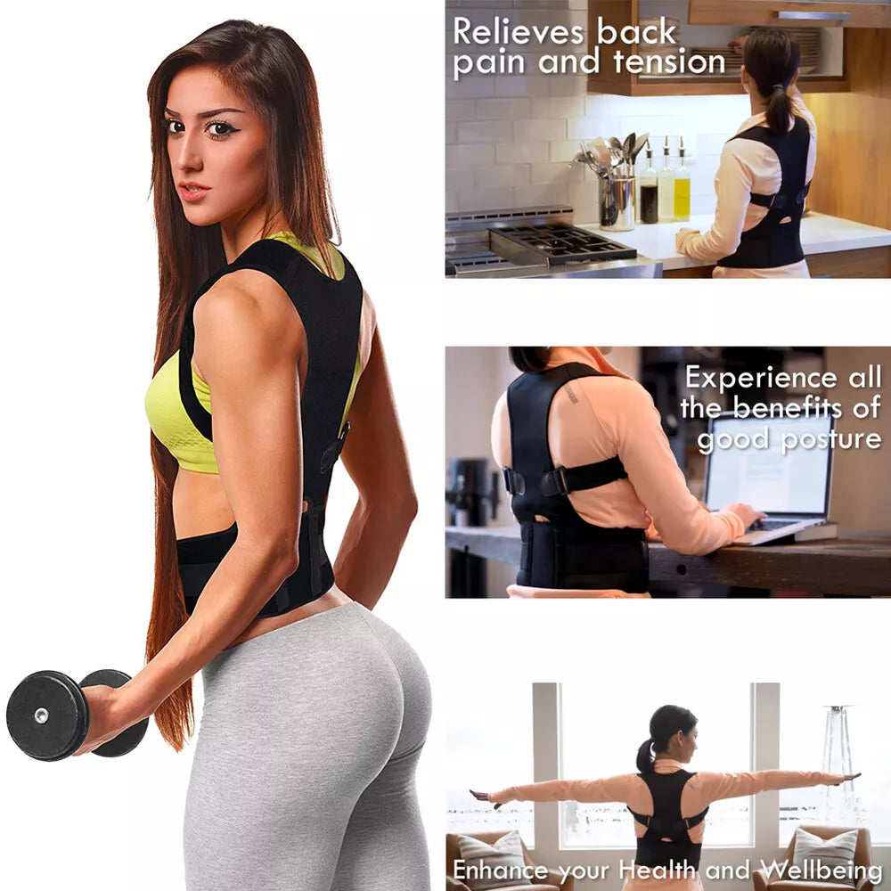 Back Posture Magnetic Shoulder Corrector Support Brace Belt Therapy Men Women US