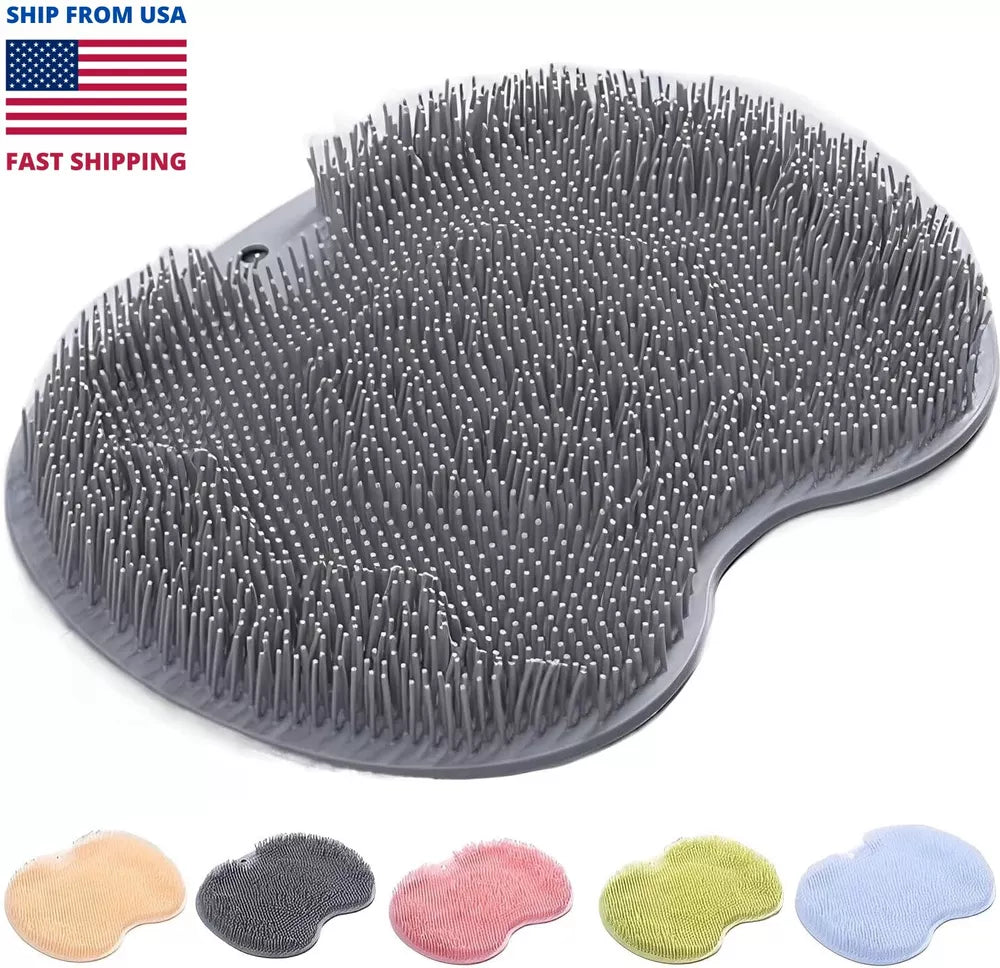 Shower Foot Back Scrubber Massage Pad Body Bath Gray Brush Mat Cleaning Rub Back