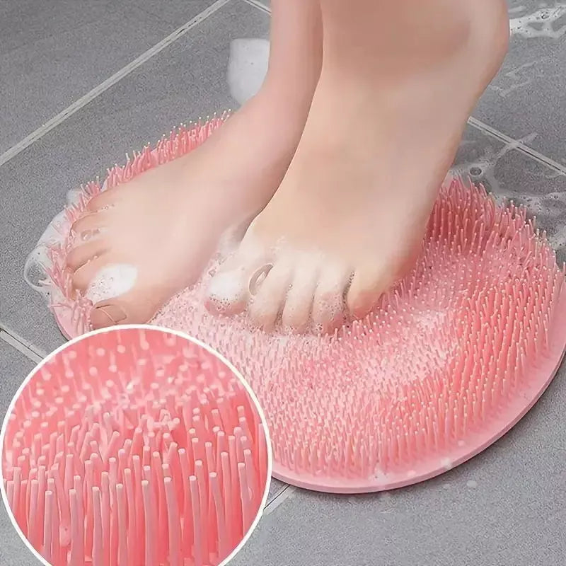 Shower Foot Back Scrubber Massage Pad Body Bath Gray Brush Mat Cleaning Rub Back