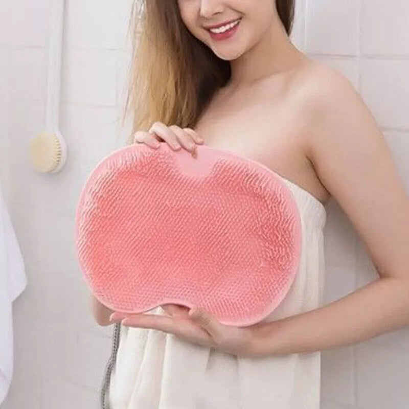 Shower Foot Back Scrubber Massage Pad Body Bath Gray Brush Mat Cleaning Rub Back