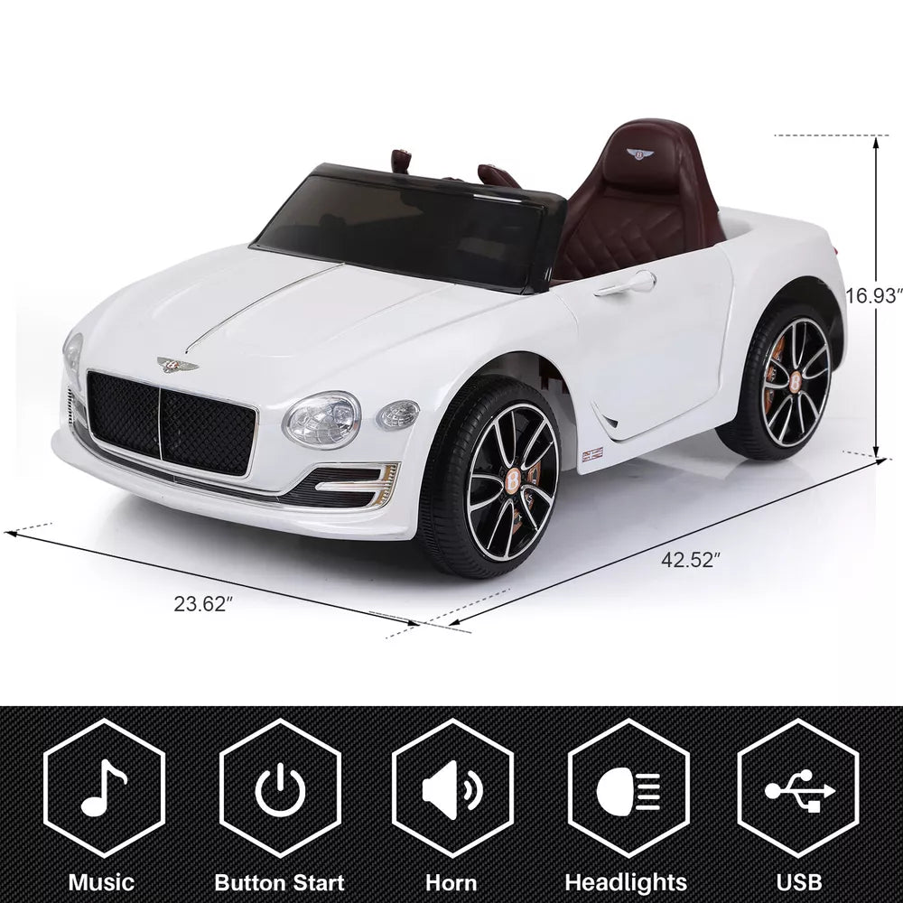 Bentley Style Kids 12V Ride On Car Toys Battery Operated Electric Leather Seat