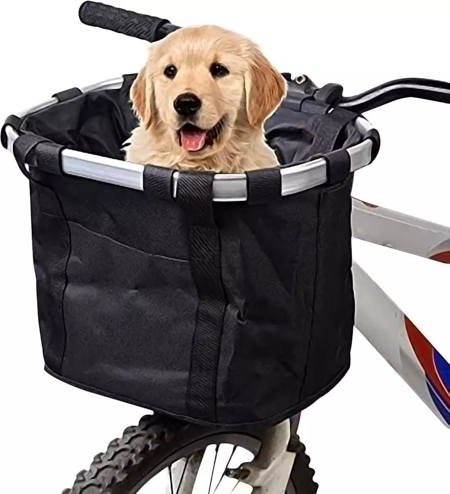 Bike Basket,Small Pets Cat Dog Folding Carrier,Removable Bicycle Handlebar Front