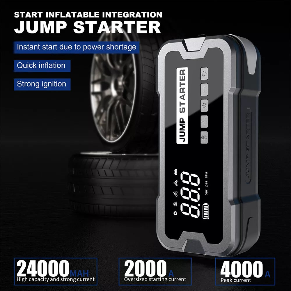 Car Jump Starter with Air Compressor Power Bank Battery USB Charger Booster