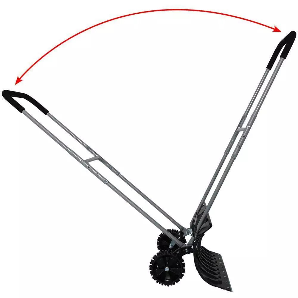 Casl Brands Snow Shovels 51"Hx26"Wx4"D Aluminum Handle Rolling Snow Pusher Steel