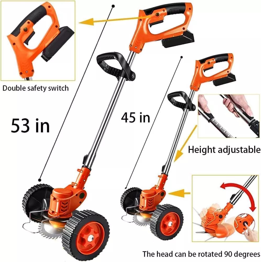 Cordless String Trimmer, Edger Weed Whacker Grass Eater Lawn Cutter w/2* Battery