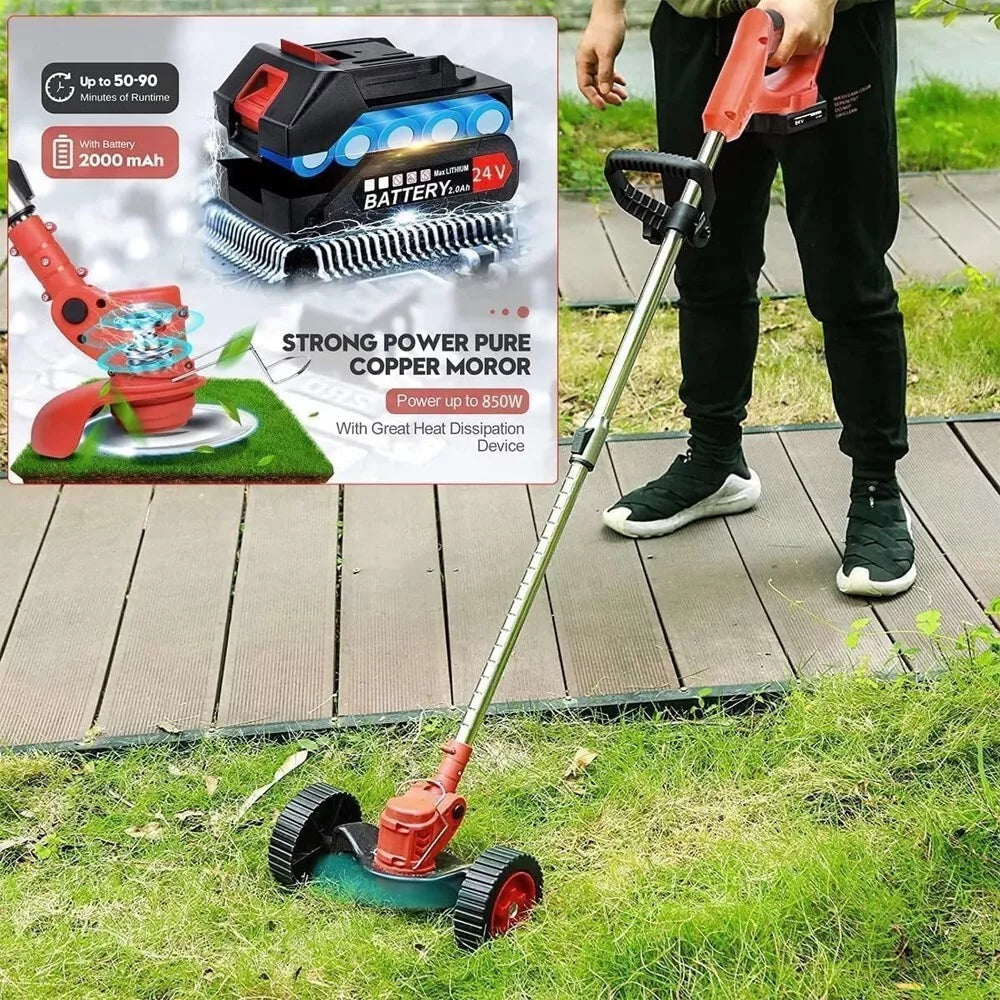 Cordless String Trimmer, Edger Weed Whacker Grass Eater Lawn Cutter w/2* Battery