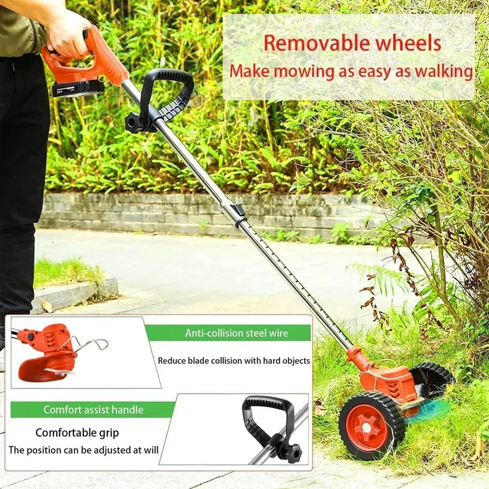 Cordless String Trimmer, Edger Weed Whacker Grass Eater Lawn Cutter w/2* Battery