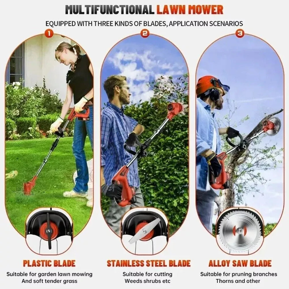 Cordless String Trimmer, Edger Weed Whacker Grass Eater Lawn Cutter w/2* Battery