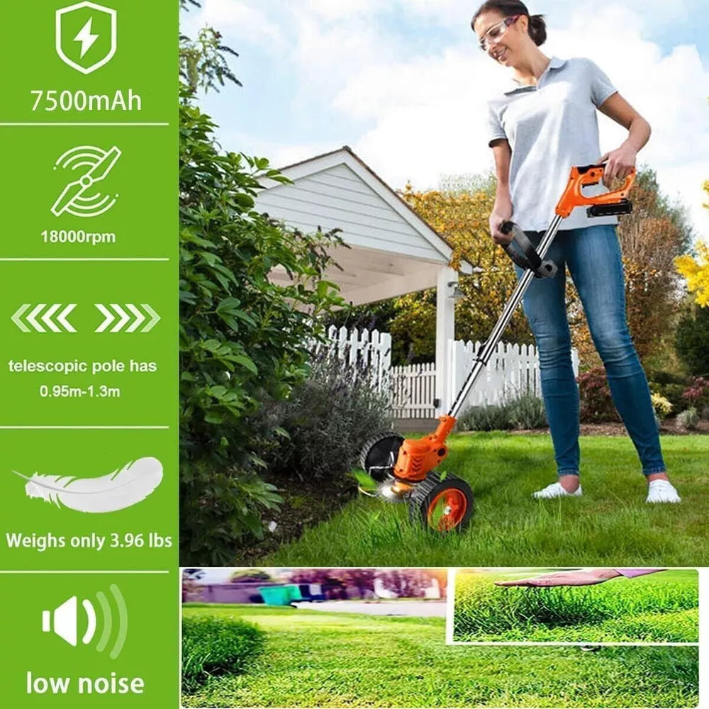 Cordless String Trimmer, Edger Weed Whacker Grass Eater Lawn Cutter w/2* Battery