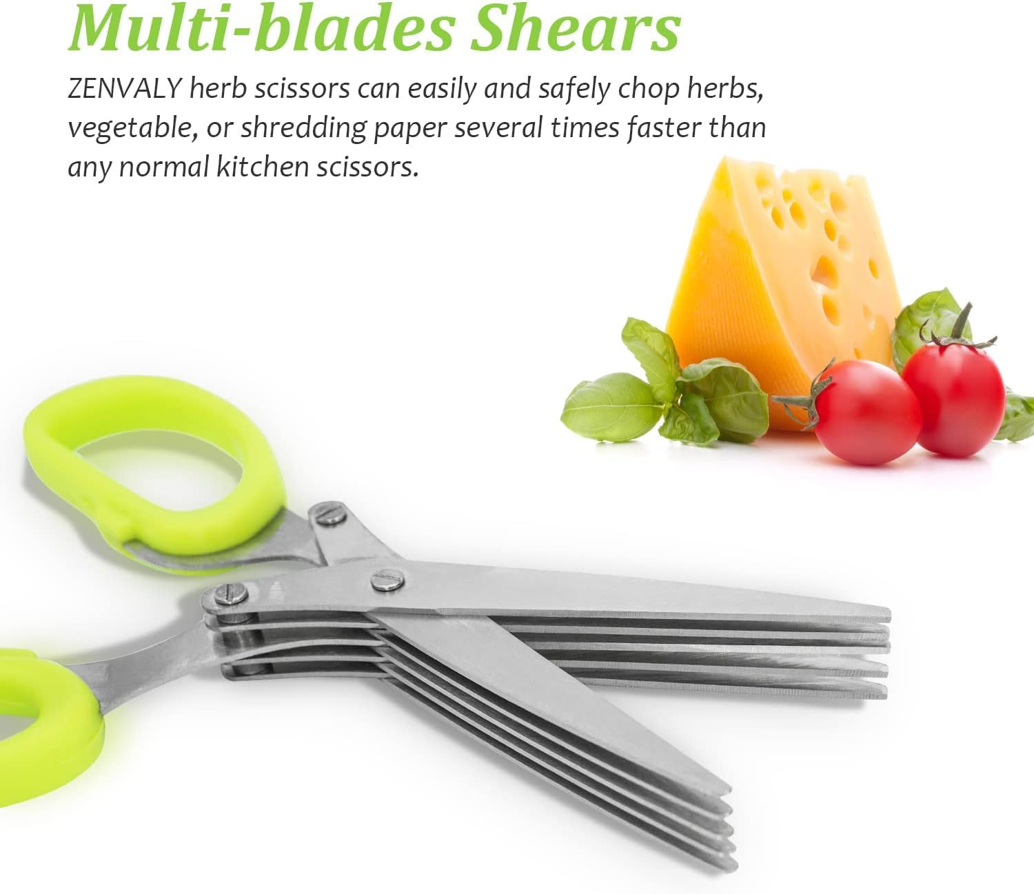 Stainless Steel Vegetable Scissors 5 Blades Scallion Scissors Herb Onion Cutter