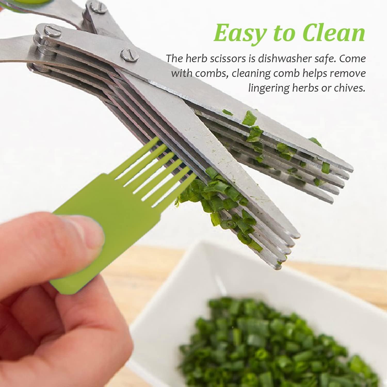 Stainless Steel Vegetable Scissors 5 Blades Scallion Scissors Herb Onion Cutter