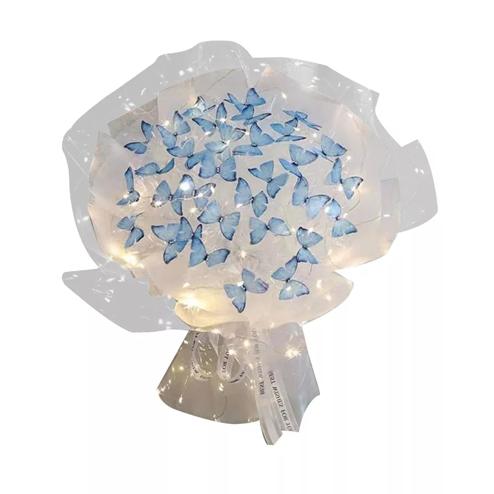 Diy Butterfly Bouquets Handmade Butterfly Flower Package W/ Light String Wedding