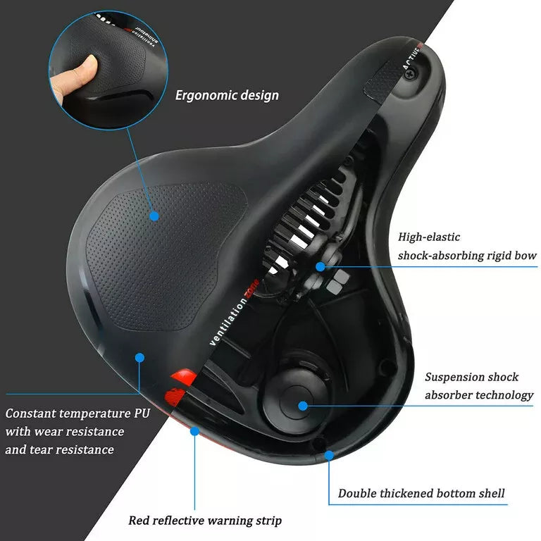 E-bike Bicycle Seat for Women Man Health Gel Bike Saddle Extra Wide Comfort Pad