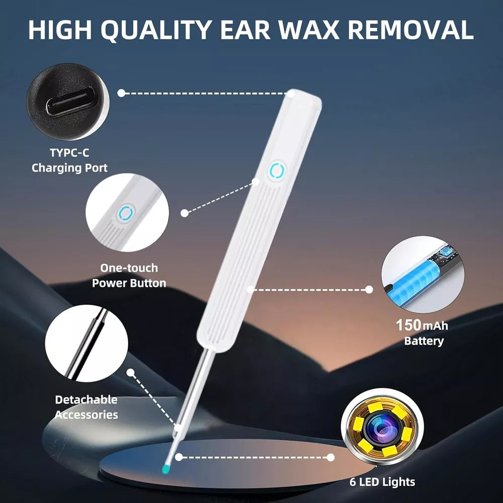 Ear Wax Removal Kit 3.6mm 1296p HD Wireless Pocket LED Camera,with App Control,I