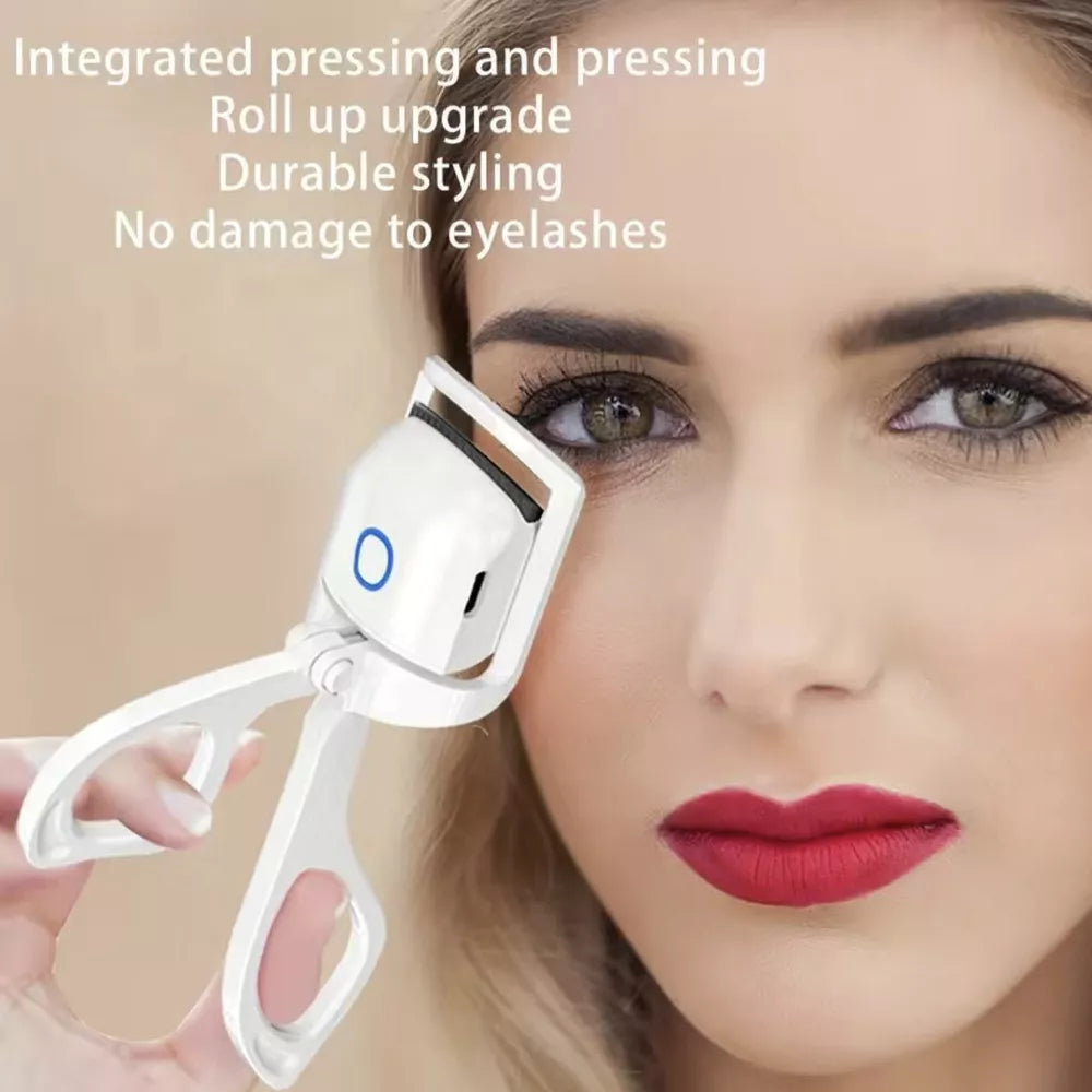 Electric Heated Eyelash Curler USB Rechargeable Makeup Curling Tool Long-Lasting