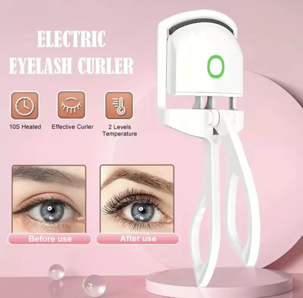 Electric Heated Eyelash Curler USB Rechargeable Makeup Curling Tool Long-Lasting