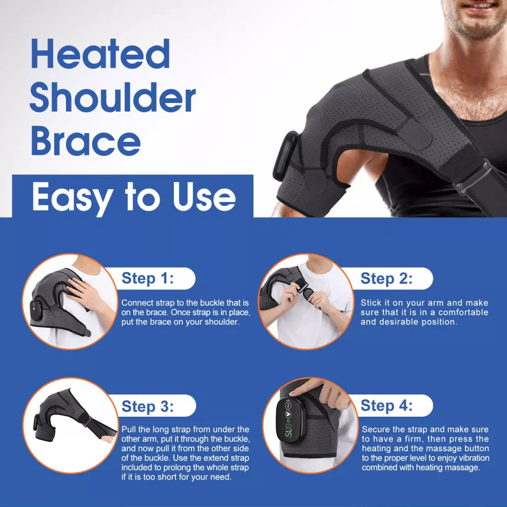 Electric Heating Shoulder Wrap Vibration Massager Heated Knee Support PainRelief