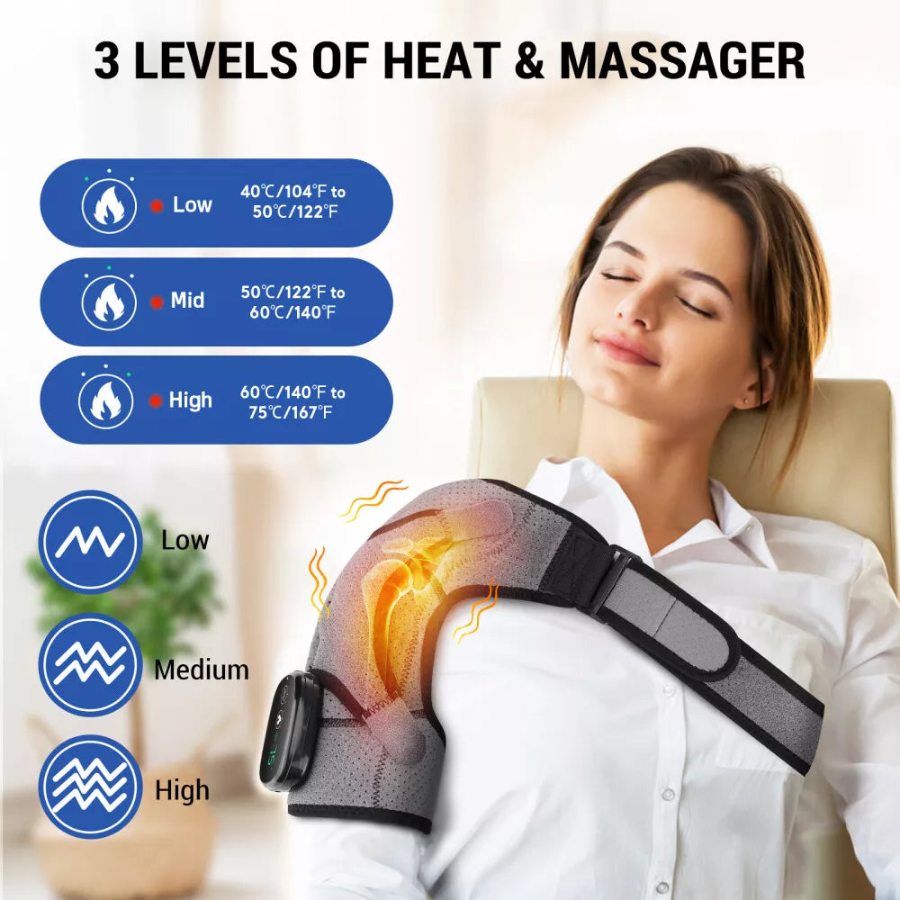 Electric Heating Shoulder Wrap Vibration Massager Heated Knee Support PainRelief