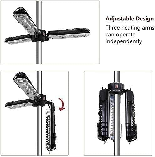 Outdoor Waterproof Folding Electric Patio Heater with 3 Panels Black ZHQ2028-S