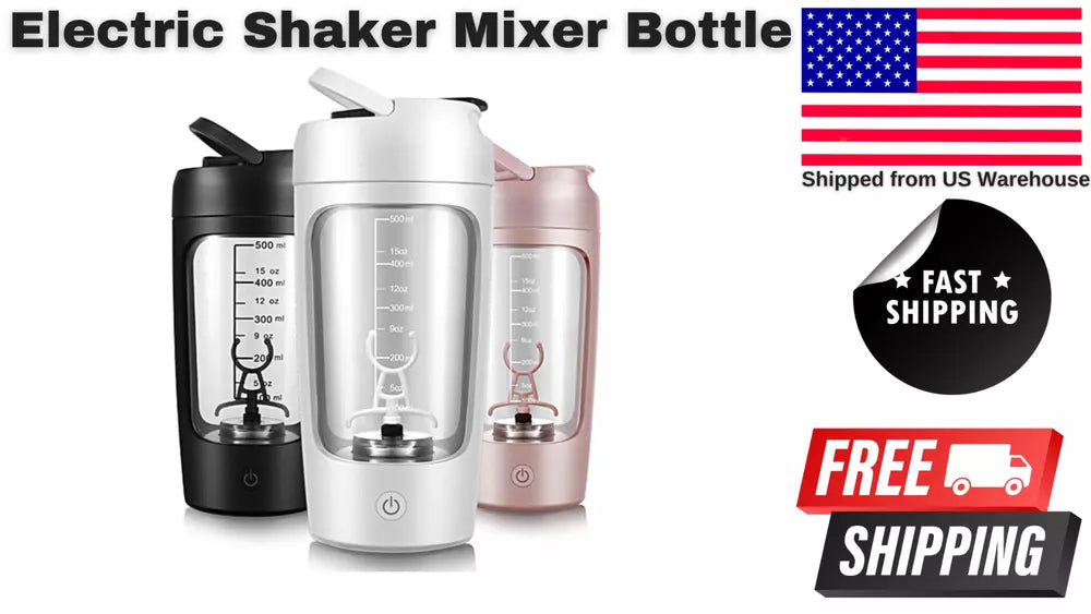 Electric Protein Shaker Bottle With Storage Cup 21 oz Mixer Portable Blender Gym