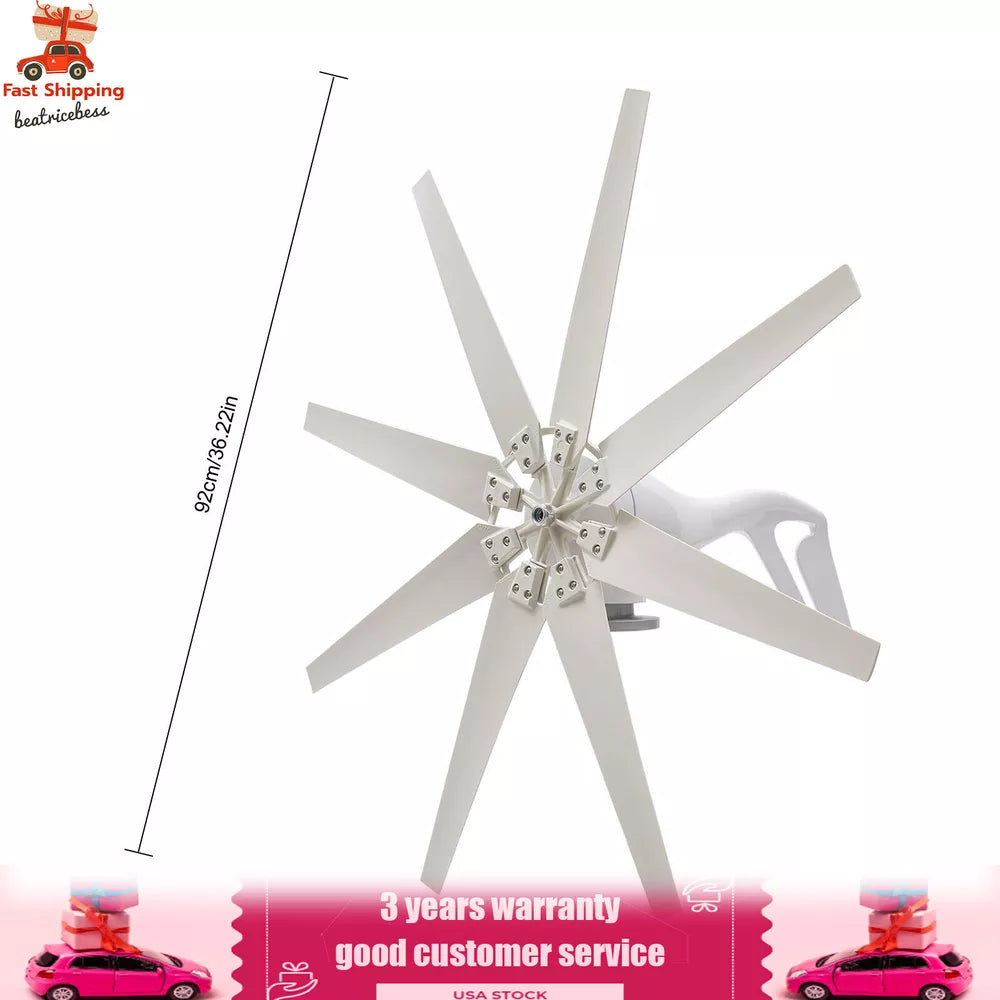 Fit for Home Power Max.650W 8-Blade Wind Turbine Generator w/ Charger Controller