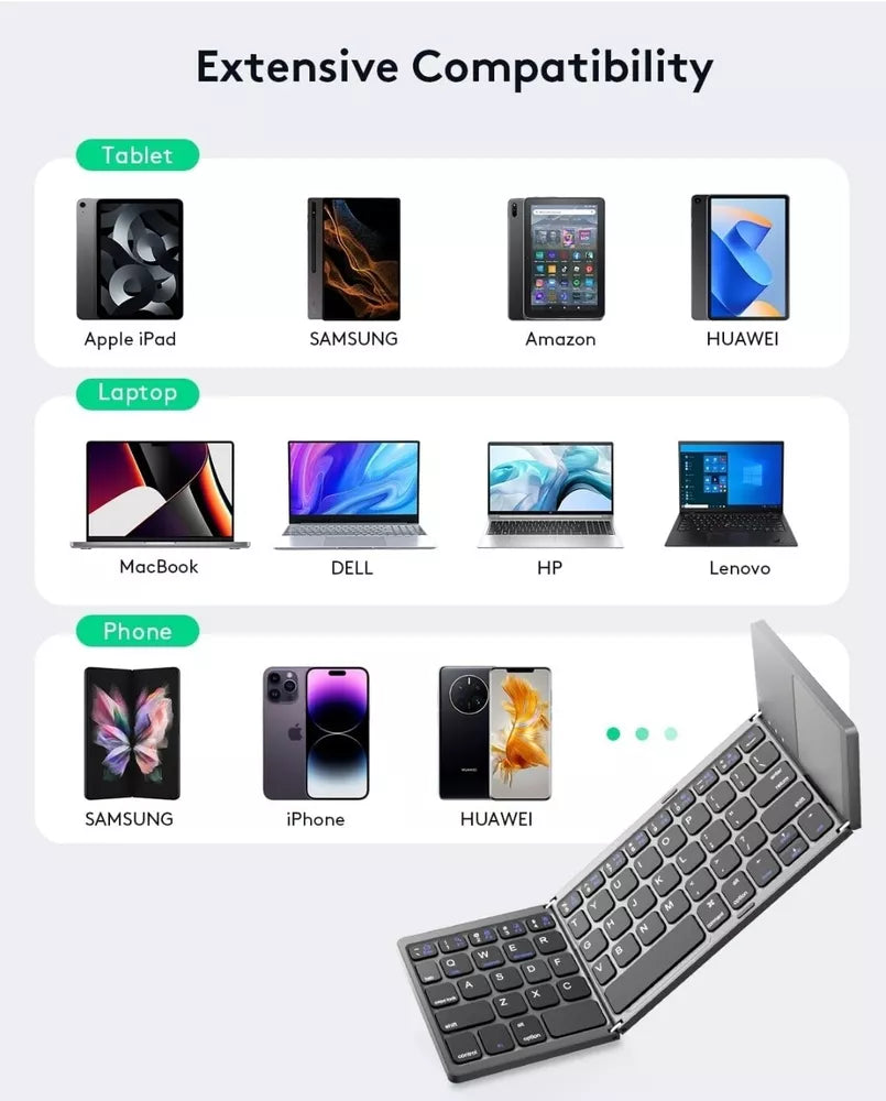 Foldable Wireless Bluetooth Keyboard with Touchpad Rechargeable Ultra-Thin N4Z9