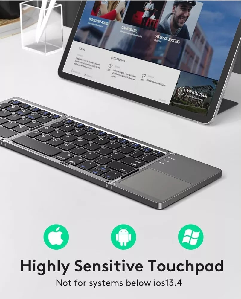 Foldable Wireless Bluetooth Keyboard with Touchpad Rechargeable Ultra-Thin N4Z9