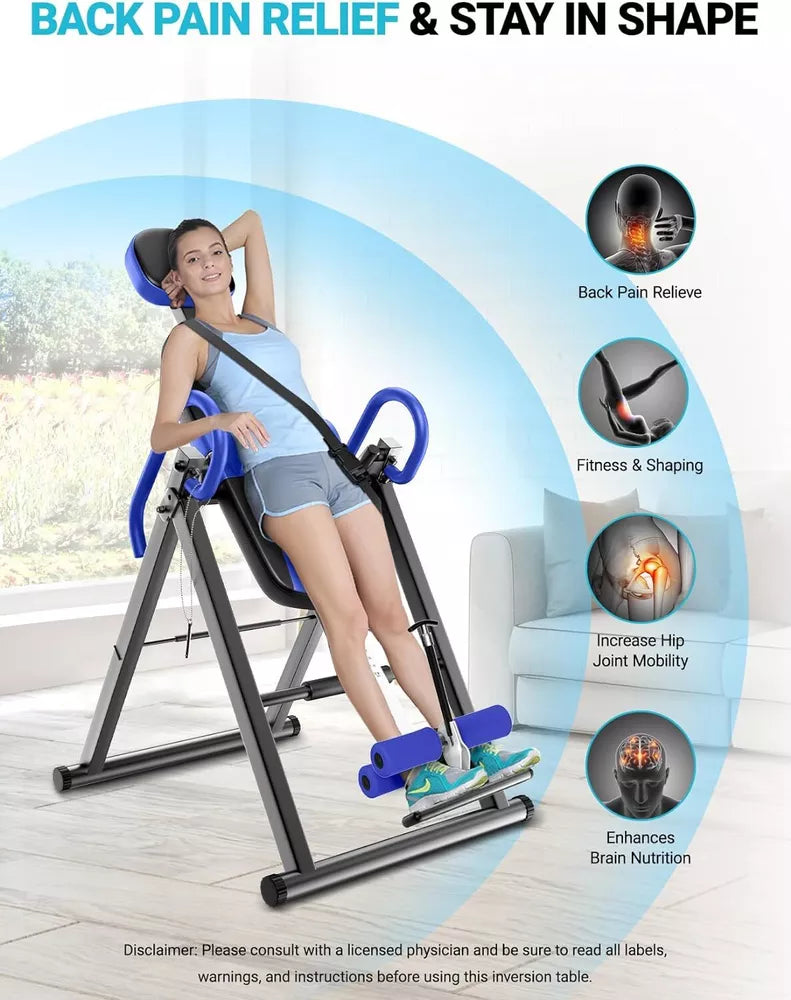 Foldable Inversion Table for Back Pain Relief Heavy Duty Back Stretcher Machine