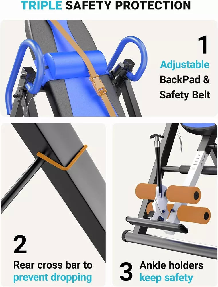 Foldable Inversion Table for Back Pain Relief Heavy Duty Back Stretcher Machine