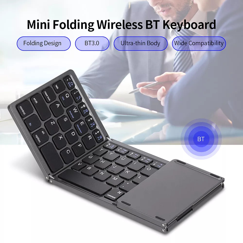 Foldable Wireless Bluetooth Keyboard with Touchpad Rechargeable Ultra-Thin N4Z9