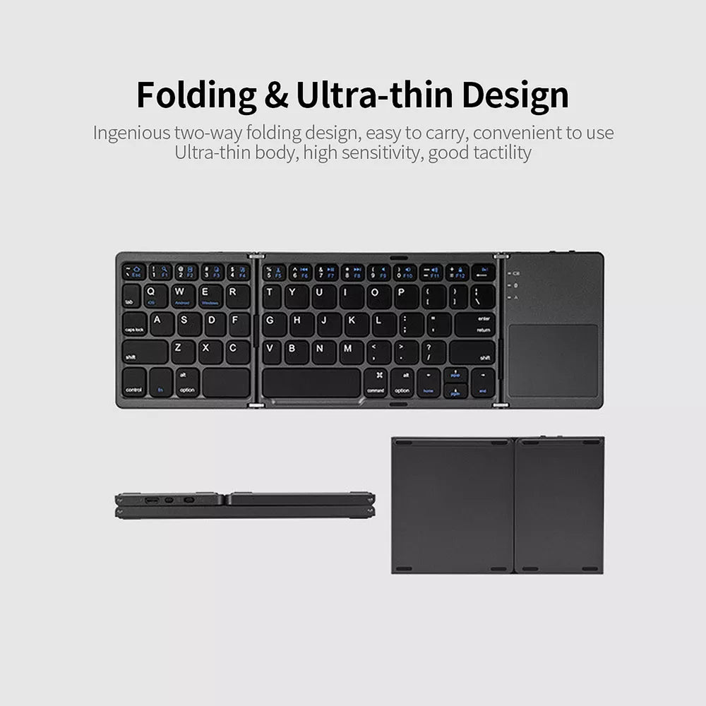 Foldable Wireless Bluetooth Keyboard with Touchpad Rechargeable Ultra-Thin N4Z9