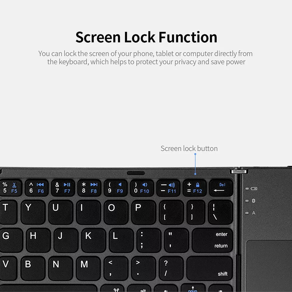 Foldable Wireless Bluetooth Keyboard with Touchpad Rechargeable Ultra-Thin N4Z9