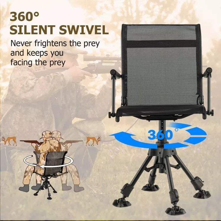 360° Swivel Hunting Chair Portable Folding Blind Chair Seat For Fishing Camping