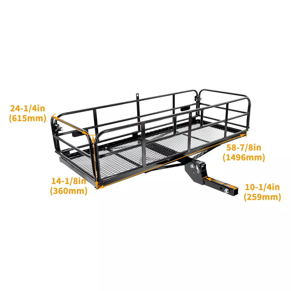 Folding Trailer Hitch Cargo Carrier Basket Luggage Rack Carrier Storage For SUV