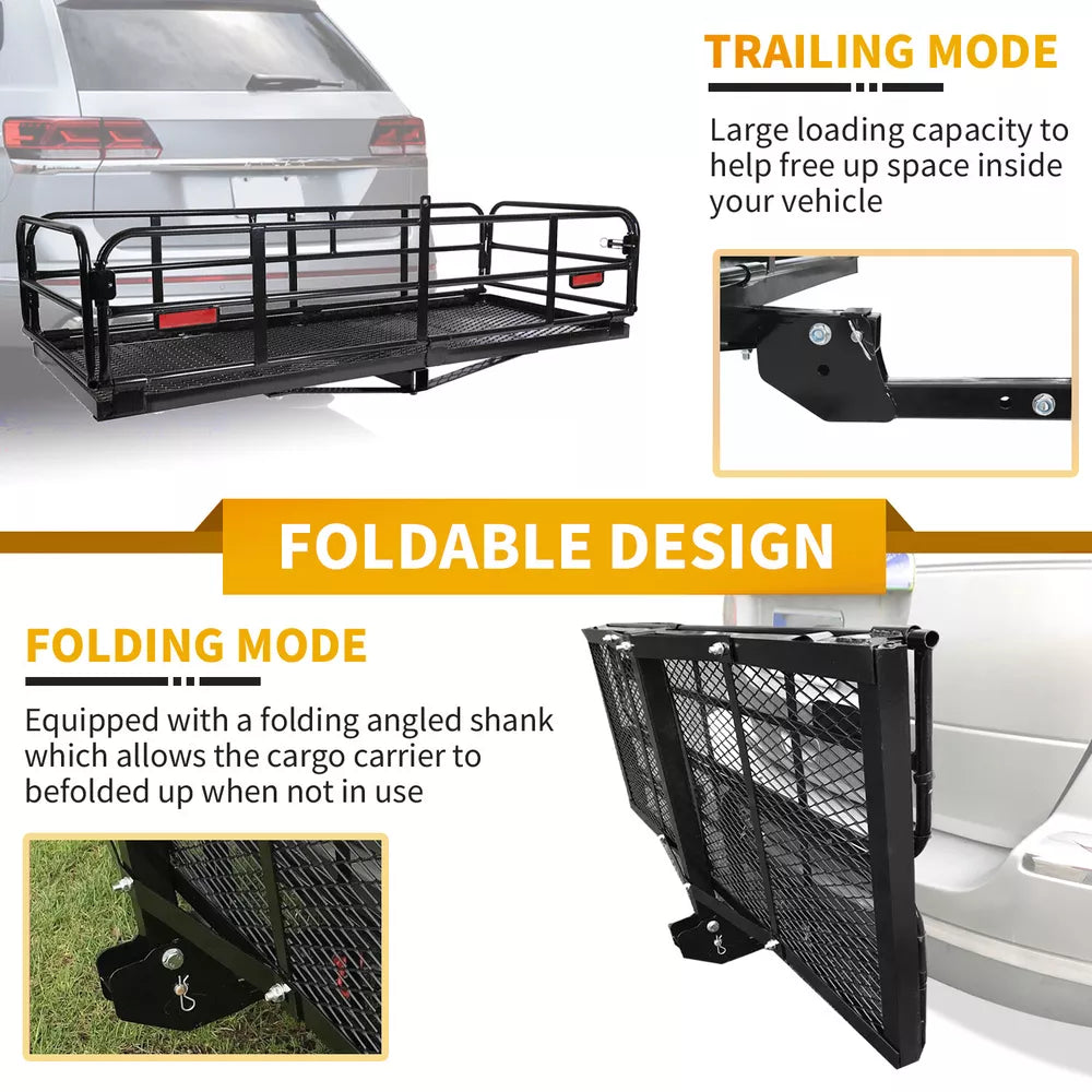 Folding Trailer Hitch Cargo Carrier Basket Luggage Rack Carrier Storage For SUV