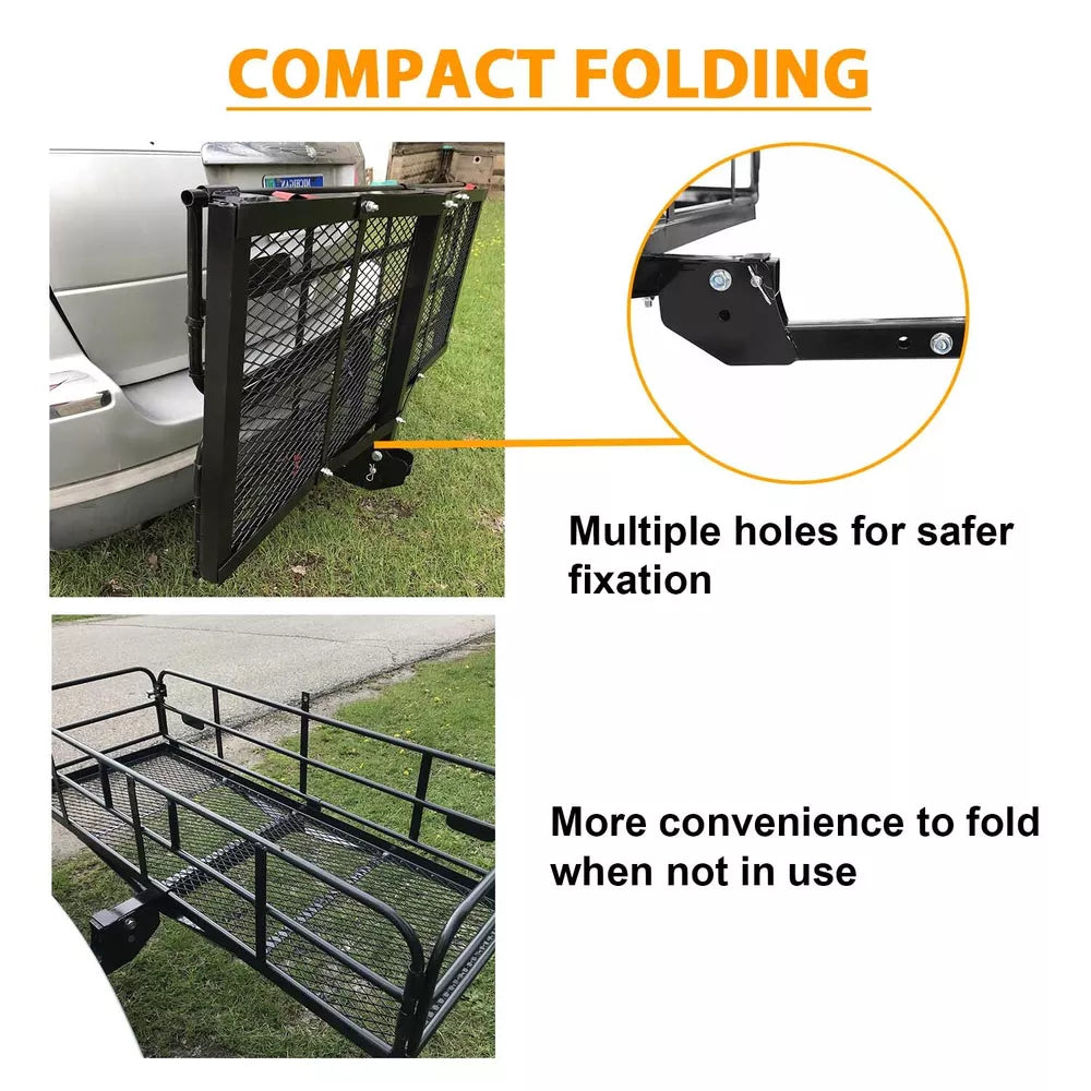 Folding Trailer Hitch Cargo Carrier Basket Luggage Rack Carrier Storage For SUV