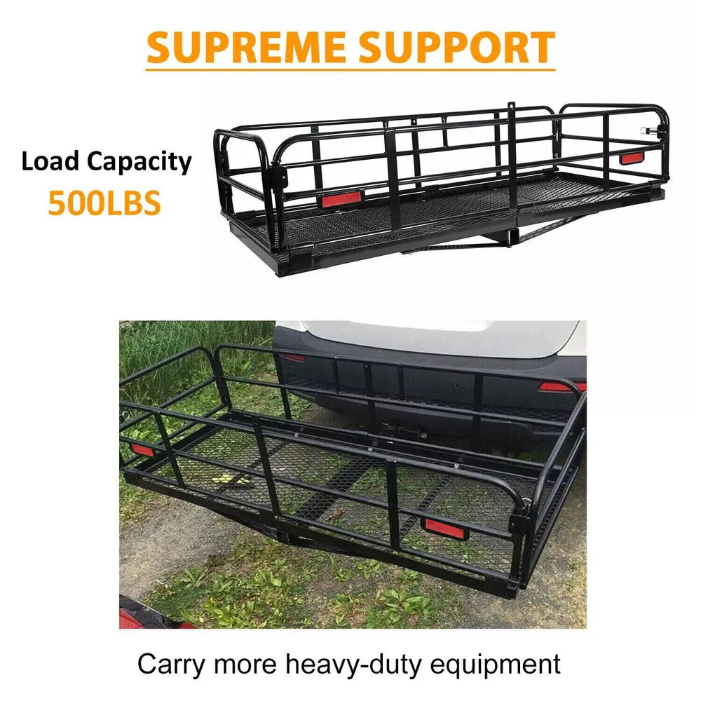 Folding Trailer Hitch Cargo Carrier Basket Luggage Rack Carrier Storage For SUV