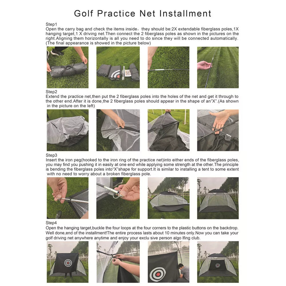 Golf Practice Hitting Net Ball Turf Tee Set for Indoor Backyard Portable